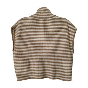 NWT Broadway 88 Striped Mock Neck Zip-Up Sweater Vest - Tan/Cream - Size L